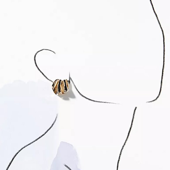 NEW~ Anthropologie Folded Gold Post Earrings - Picture 3 of 9